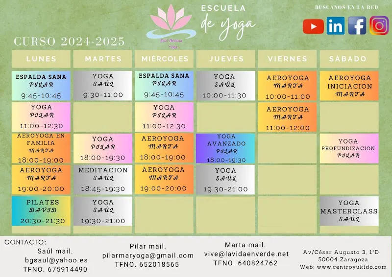 Yoga Zaragoza. Escuela de Yoga Saul Becana - Zaragoza